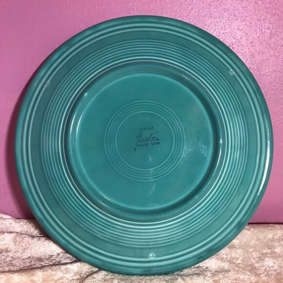 Vintage Fiestaware by Homer Laughlin Turquoise Large Serving Chop Plate GUC Fun - Picture 4 of 5